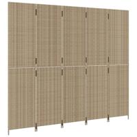 Kamerscherm 5 panelen poly rattan beige - thumbnail