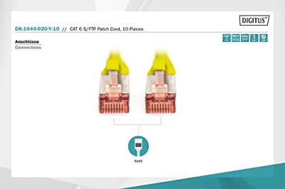 Digitus DK-1644-020-Y-10 RJ45 Netwerkkabel, patchkabel CAT 6 S/FTP 2.00 m Geel Folie afscherming, Afscherming totaal, Afgeschermd, Halogeenvrij, Simplex, - thumbnail
