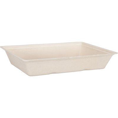 Depa Bak | Bagasse (suikerrietpulp) | A50 | snackbak | 202x140x36mm | naturel | 400 stuks Depa Bak | Bagasse (suikerrietpulp) | A50 | snackbak | 202x140x36mm | naturel | 400 stuks