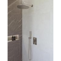 Wiesbaden Caral Inbouwthermostaat compleet met Hoofddouche (30cm) en Staafhanddouche - Geborsteld Staal - thumbnail