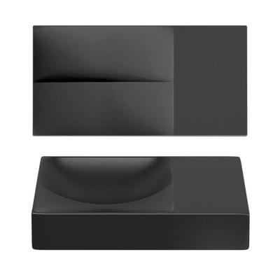 Clou Vale fonteinen keramiek fontein 38x19x7cm zonder kraangat rechts Zwart mat CL/03.30161.R