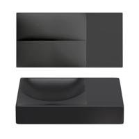 Clou Vale fonteinen keramiek fontein 38x19x7cm zonder kraangat rechts Zwart mat CL/03.30161.R - thumbnail