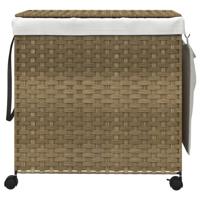 VidaXL Wasmand op wielen 60x35x60,5 cm rattan - thumbnail