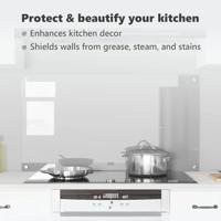 VidaXL Keuken spatscherm lichtgrijs 110 x 60 cm gehard glas - thumbnail