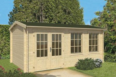 Tuindeco Justine Blokhut 500x250 cm 40 mm vuren blank- Zadeldak- Onbehandeld vurenhout- Tuindeco