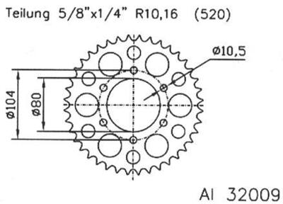 ESJOT Chain wheel 520 45z alu silver