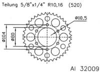 ESJOT Chain wheel 520 45z alu silver - thumbnail