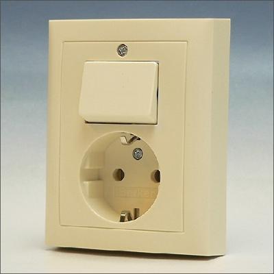 Berker S1 combinatie van wisselschakelaar en stopcontact met randaarde creme glanzend