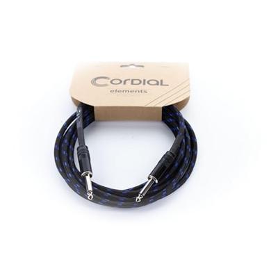 Cordial 14768 Jackplug Audio Aansluitkabel [1x Jackplug male 6,3 mm (mono) - 1x Jackplug male 6,3 mm (mono)] 1.50 m Zwart, Blauw Textielmantel