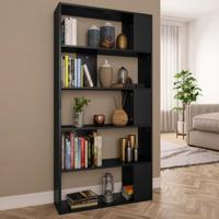 Boekenkast/kamerscherm 80x24x159 cm bewerkt hout zwart - thumbnail