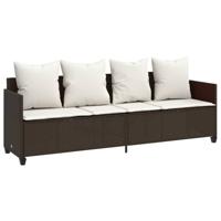 5-delige Loungeset met kussens poly rattan bruin - thumbnail