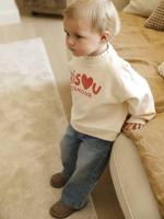Babyset met sweater en wijde jeans vanille - thumbnail
