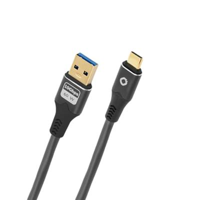 Oehlbach D1C9374 USB-kabel USB 3.2 Gen1 USB-C stekker, USB-A stekker 3 m Antraciet Vergulde steekcontacten