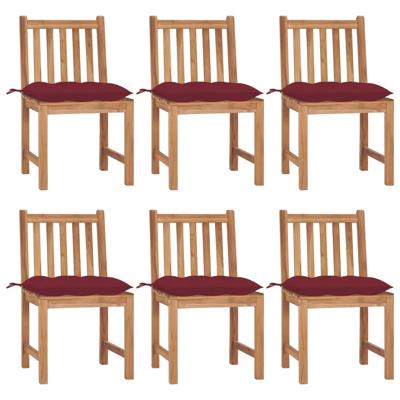 Tuinstoelen 6 st met kussens massief teakhout