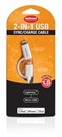 Hahnel 2-in-1 USB-oplaad- en synchronisatiekabel, micro-USB en Apple Lightning - thumbnail