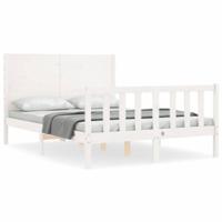 Bedframe zonder matras massief grenenhout wit 140x200 cm - thumbnail