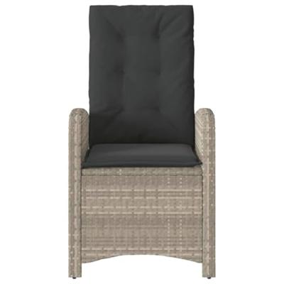 Tuinstoelen 2 st verstelbaar met kussens poly rattan lichtgrijs - thumbnail