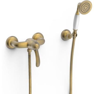 Douchekraan Tres Clasic | Opbouw | Mengkraan | 1-weg | hoh 15 cm | 1-hendel | Vintage | Messing mat