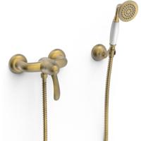 Douchemengkraan Tres Clasic 1 Hendel Incl Handdouche en Doucheslang Verouderd Messing Mat - thumbnail