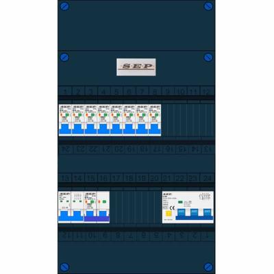 SEP groepenkast 8 aardlekautomaten B16 30mA + kookgroep + krachtgroep 400V 3910240103