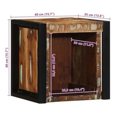 Nachtkastjes 2st 40x35x40cm massief gerecycled hout meerkleurig