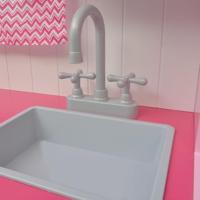 Speelgoedkeuken roze en wit 82x30x100 cm hout - thumbnail