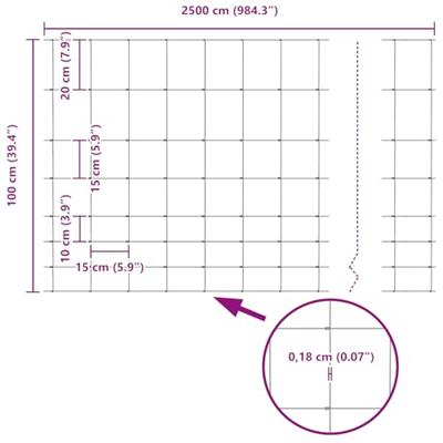 VidaXL Weidehekwerk zilver 25 x 1 m gegalvaniseerd staal VidaXL Weidehekwerk zilver 25 x 1 m gegalvaniseerd staal