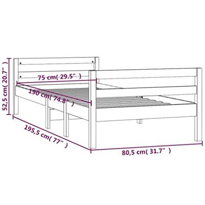 Bedframe zonder matras massief grenenhout 75x190 cm
