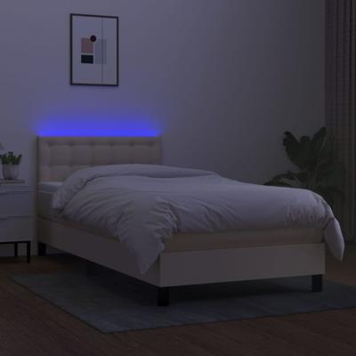 Boxspring met matras en LED stof crèmekleurig 100x200 cm