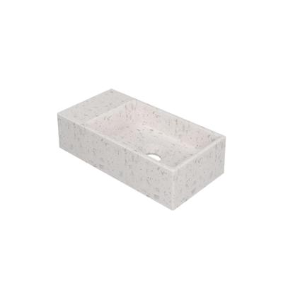 Fontein INK Versus 36x18x9cm Composiet Links Zonder Kraangat Mat Wit Terrazzo