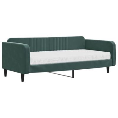 Slaapbank met matras 100x200 cm fluweel donkergroen