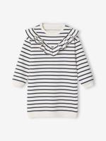 Jurk van sweaterstof met ruches voor meisjes ecru - thumbnail