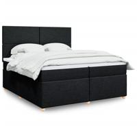 Boxspring met matras stof zwart 200x200 cm - thumbnail