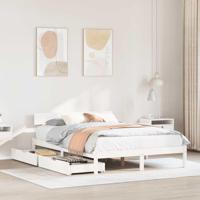 Bedframe zonder matras massief grenenhout wit 140x190 cm - thumbnail