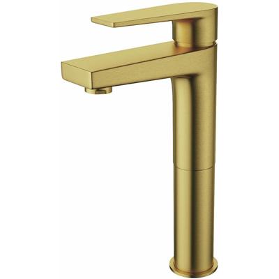 Wastafelkraan - Wastafelmengkraan - Leoni Verno - Verhoogd - Opbouw - Rond - PVD - Geborsteld Goud Wastafelkraan - Wastafelmengkraan - Leoni Verno - Verhoogd - Opbouw - Rond - PVD - Geborsteld Goud