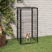 VidaXL Hondenkennel 4 panelen 50 x 100 cm gepoedercoat staal zwart - thumbnail