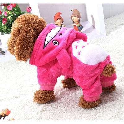 Huisdier koraal fleece kostuum schattige Chinchilla's hond warme vacht maat: L (roze)