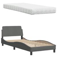 Bed met matras stof donkergrijs 80x200 cm - thumbnail