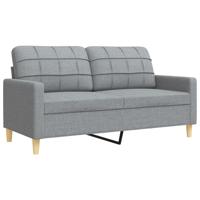 3-delige Loungeset met voetenbank en kussens stof lichtgrijs - thumbnail