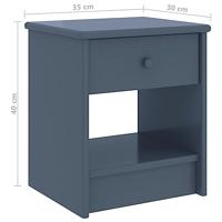 Nachtkastje 35x30x40 cm massief grenenhout lichtgrijs - thumbnail