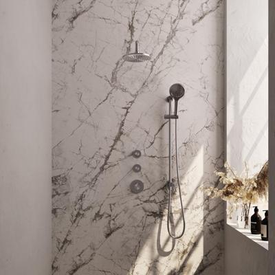 Brauer Brushed Carving Thermostatische Regendoucheset Inbouw - Hoofddouche 20 cm - Gebogen Wandarm - Handdouche 3 Standen - Doucheslang - Geintegreerde Glijstang - Rvs