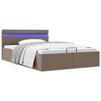 Bedframe met hydraulische opslag en LED stof taupe 120x200 cm - thumbnail