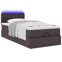 Ottoman bed met matras en LED's 80x200cm stof donkerbruin - thumbnail