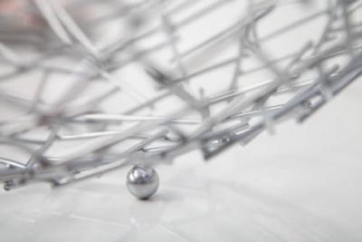 Design fruitschaal STRUCTUUR 45cm zilver gepoedercoat metaal - 19008