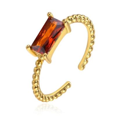 Cilla Jewels Vergulde Ring met Langwerpige Oranjerode Zirkonia Cilla Jewels Vergulde Ring met Langwerpige Oranjerode Zirkonia