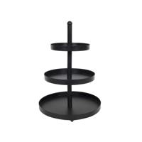 HIT Metalen Etagere - Serveertoren - 3 laags - 25 x 35 cm - Zwart - thumbnail