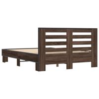 Bedframe bewerkt hout metaal bruin eikenkleur 140x200 cm - thumbnail