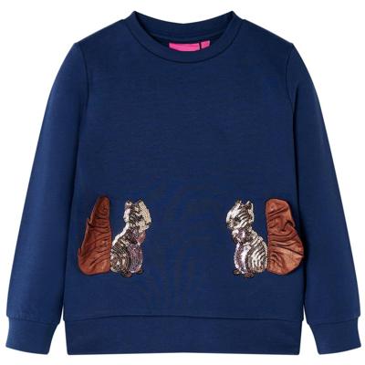 Kindertrui met eekhoorns van pailletten 104 marineblauw Kindertrui met eekhoorns van pailletten 104 marineblauw