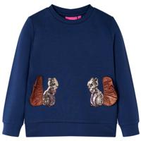 Kindertrui met eekhoorns van pailletten 104 marineblauw - thumbnail