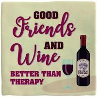 Plenty Gifts tegeltje keramiek friend & wine 10x10cm crème - thumbnail